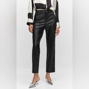 MANGO FAUX LEATHER STRAIGHT LEG PANTS NWT